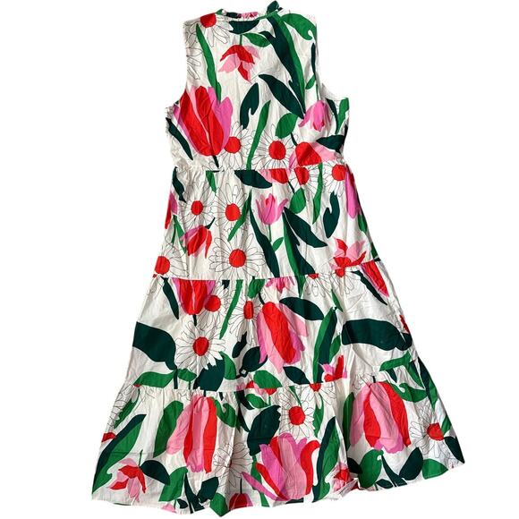 Flora Bea NYC‎ Reeta Honolulu Poplin Colorful Floral Tiered Dress Size Small - Picture 3 of 11